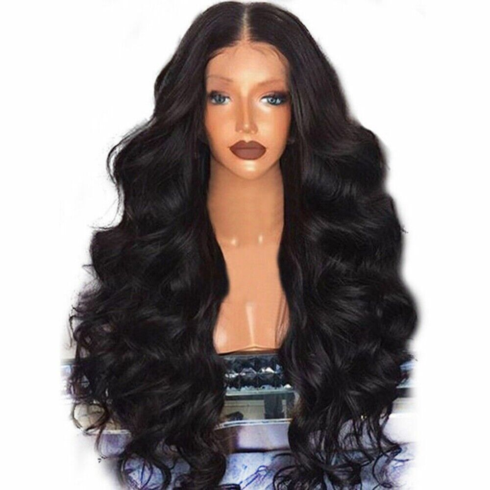 Women Long Full Wig Brazilian Star Human Hair Body Wave Lace Front Thick Wigs US