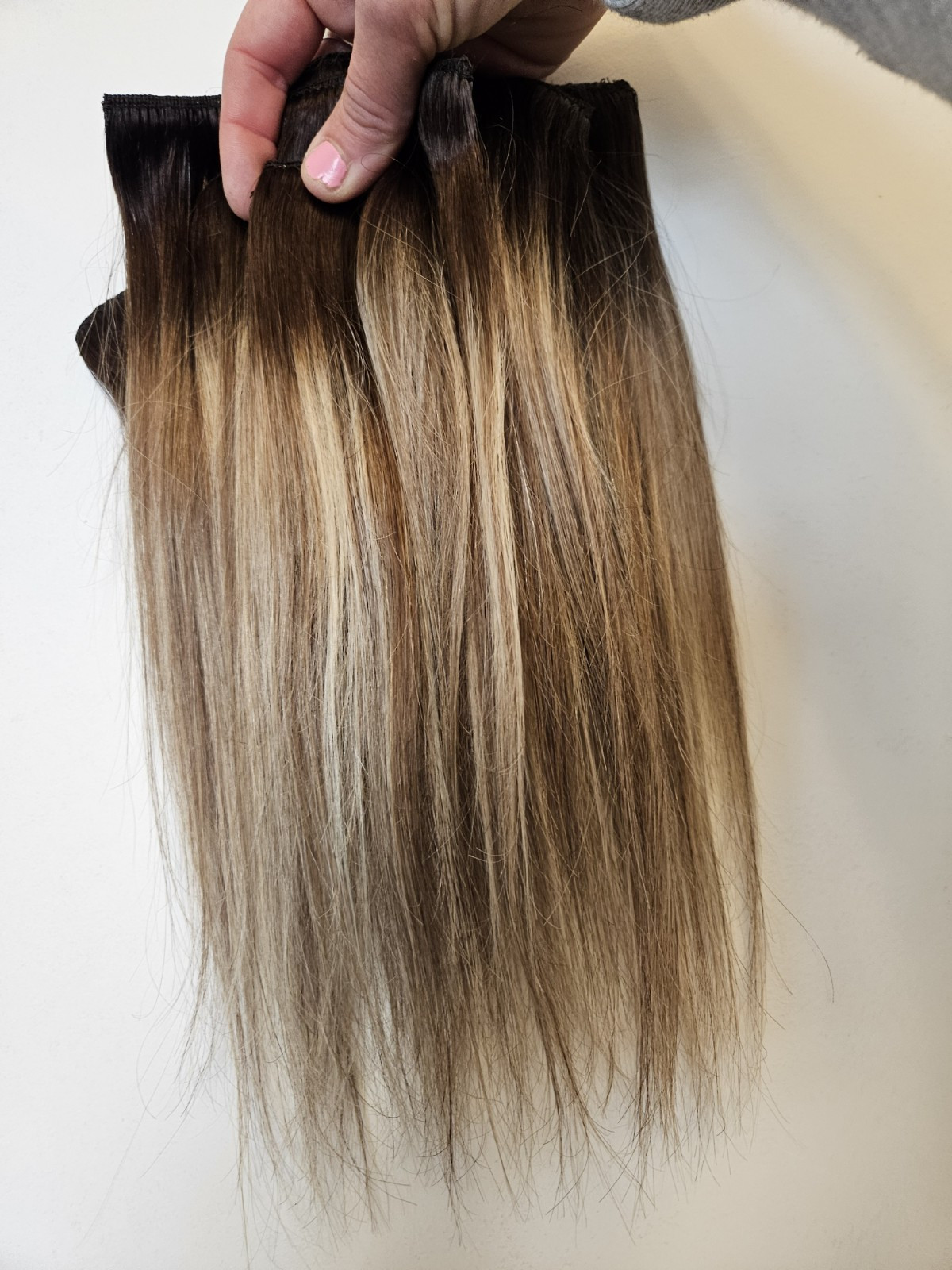 5 NEW HUMAN HAIR MIX BLONDE OMBRE CLIP IN HAIR EXTENSIONS New