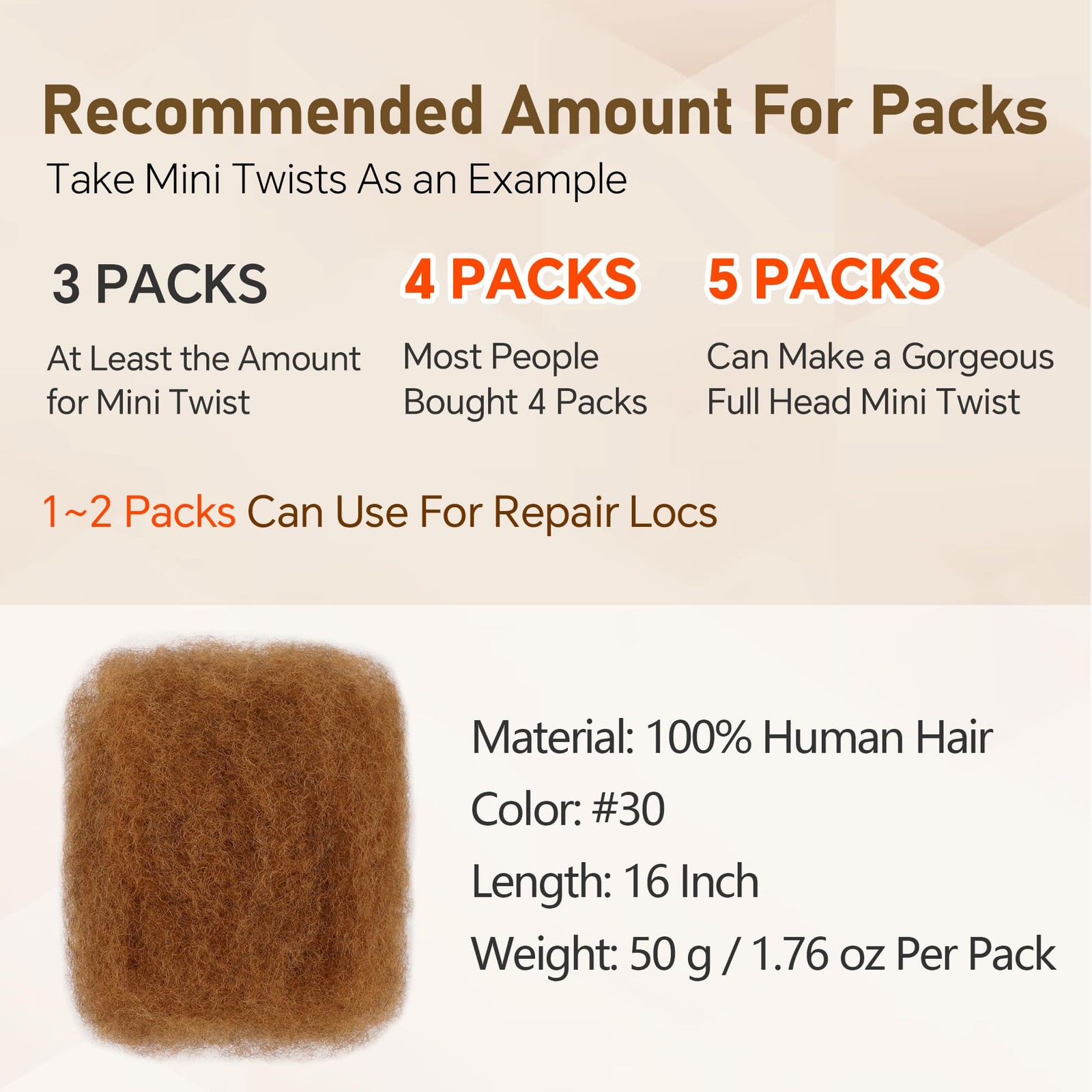 Builson Afro Kinkys Bulk Human Hair -100 Real Human Hair For Mini Twist