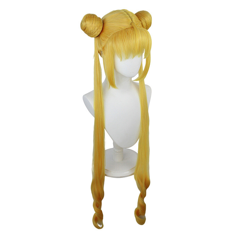 40″ Anime Sailor Moon Usagi Tsukino for Cosplay Costume Wigs w/2 Gold Ponytails