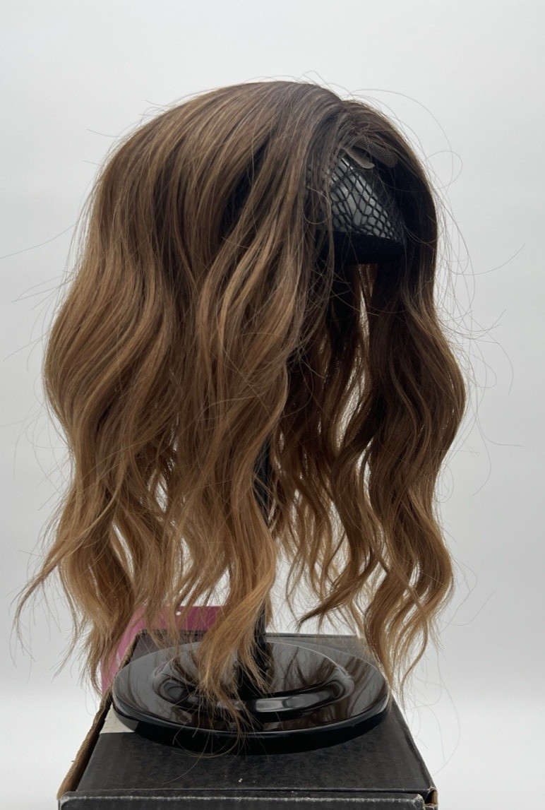 Brown Dark Roots Short Wavy 10in Women Premium Hair Topper