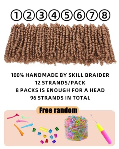 6 Inches 8 Packs Super Short Passion Twist Crochet Hair 6 Inch (Pack of 8) 27#