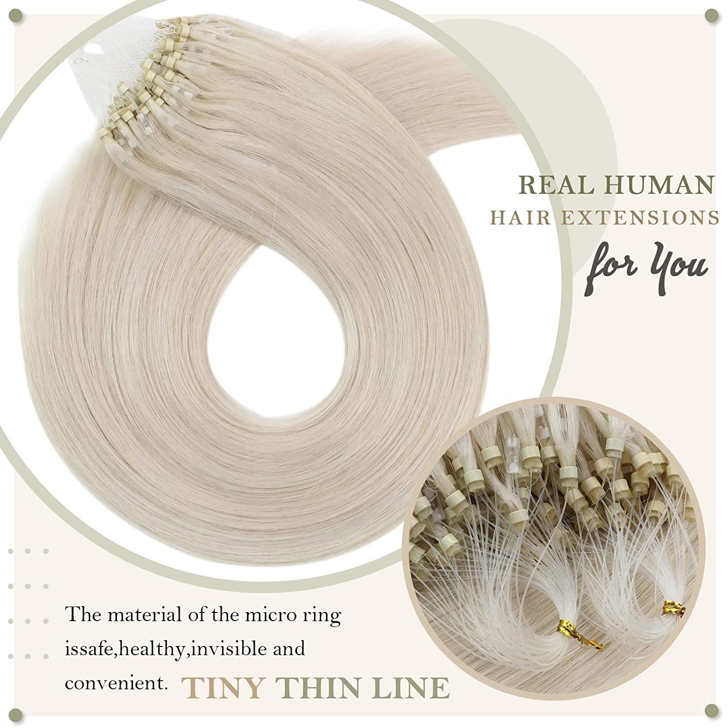 Micro Links Human Hair Extensions Nano Bead Micro Loop Natural Indian Hair US