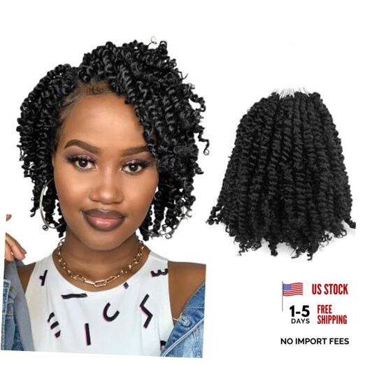 Short Passion Twist Hair 6 Inch Pre 6 Inch (Pack of 8) 1B(Natural Black)