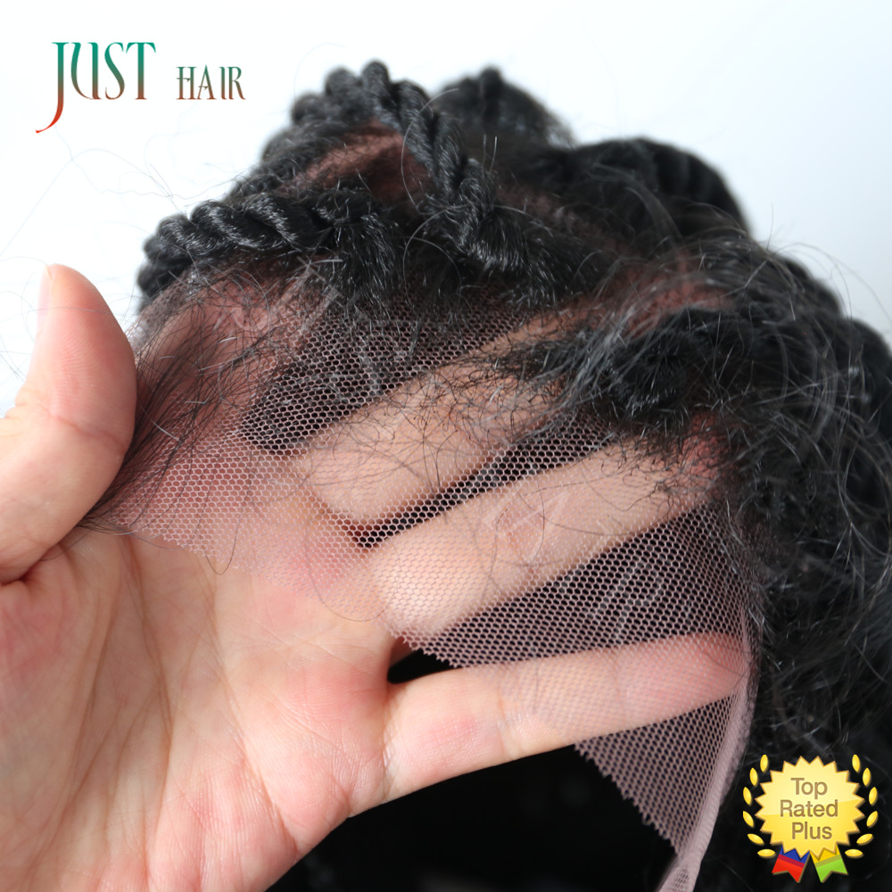 Black Braided Lace Box Braids Wig Synthetic Twist Cornrow Baby Hair for Women US