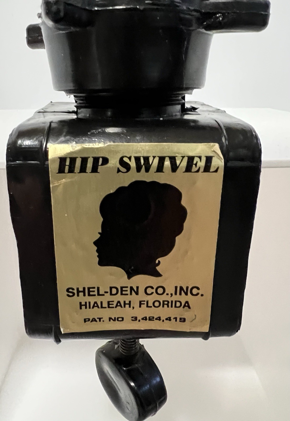 Vintage Hip-Swivel Wig Head Block Holder • Black Plastic • Table Mount Clamp