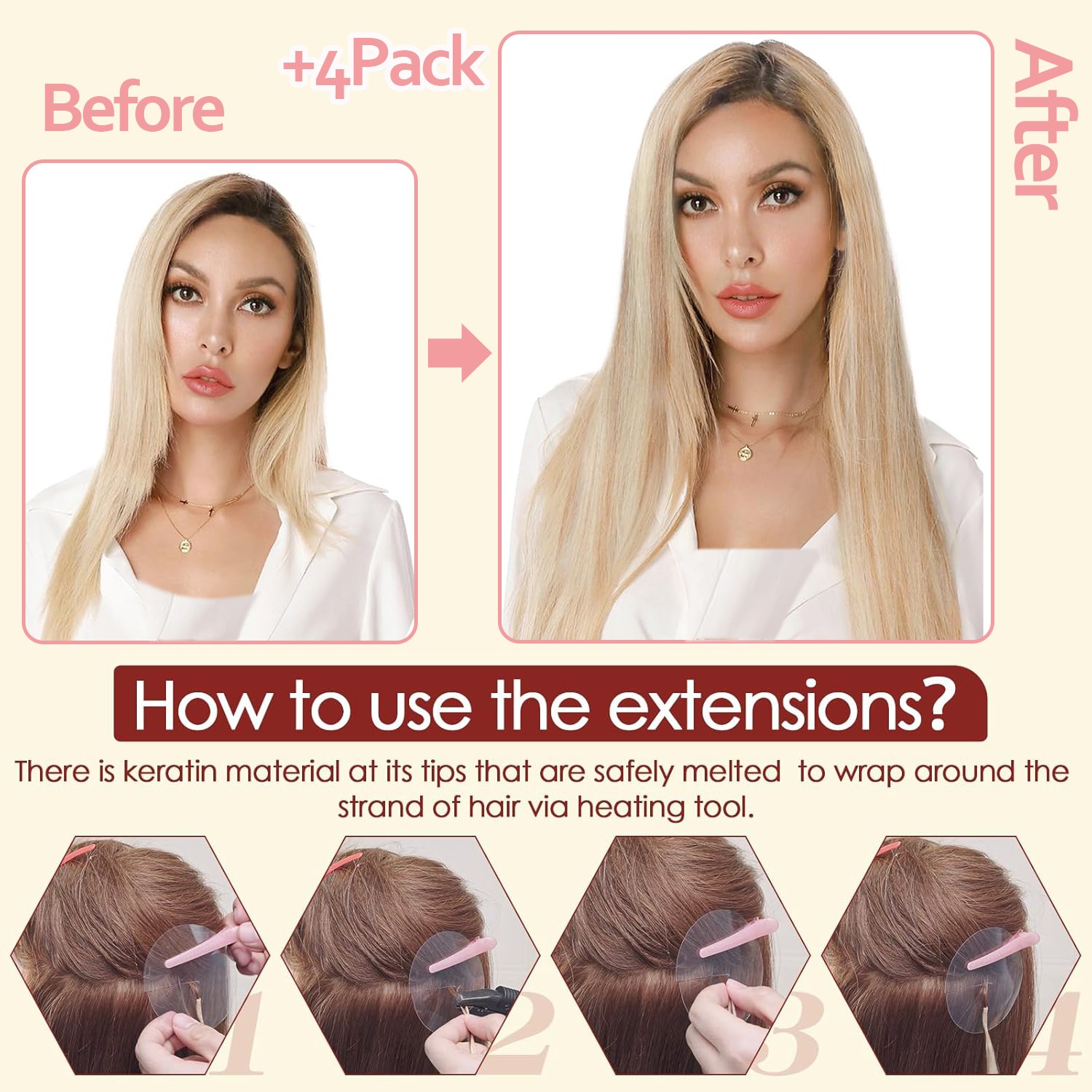 Nail Tip U Tip Hair Extensions Remy Human Hair Pre-Bonded Keratin Glue 50s-300s
