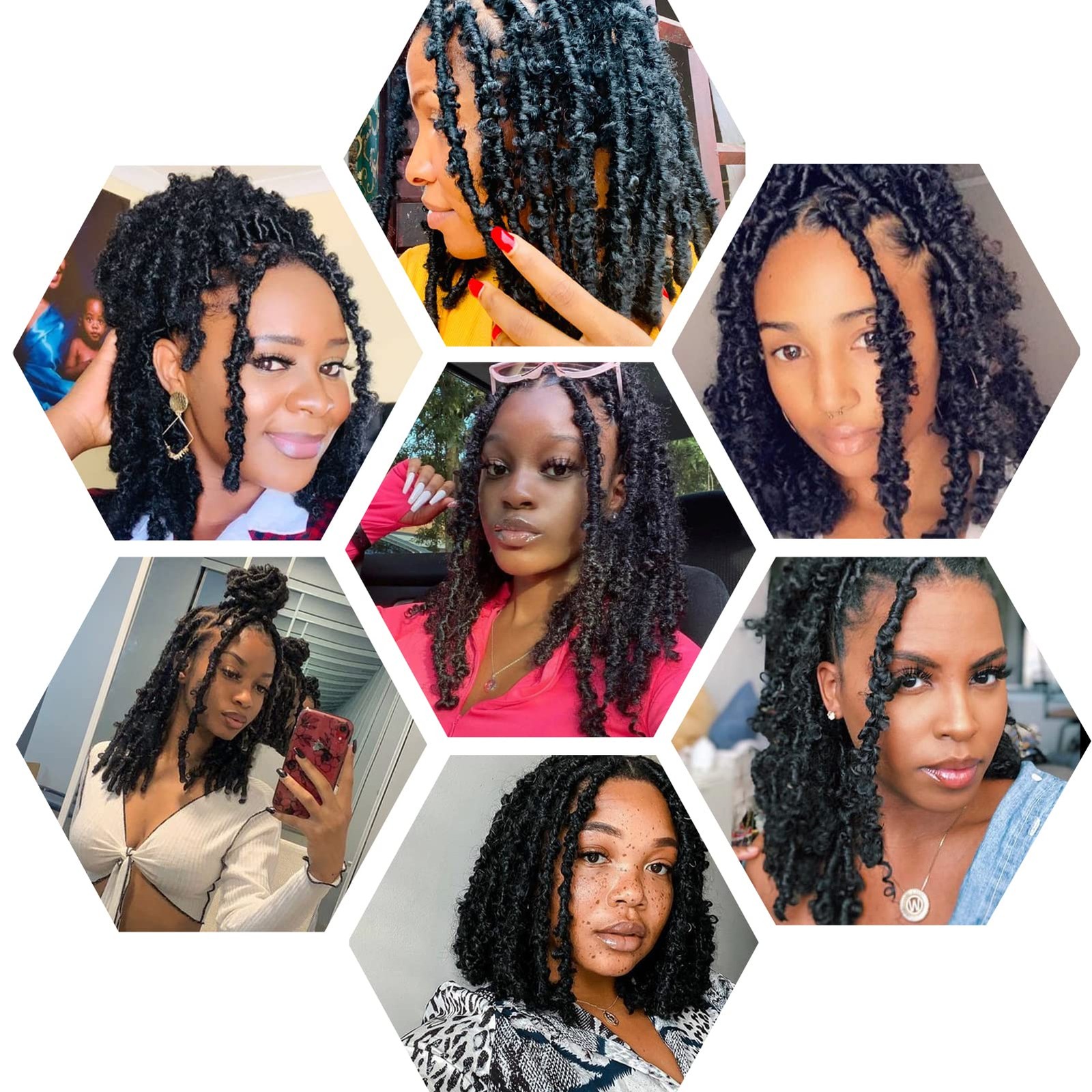 Guohui Butterfly Locs Crochet Hair 16 Inch 6 Packs Color Natural Black All
