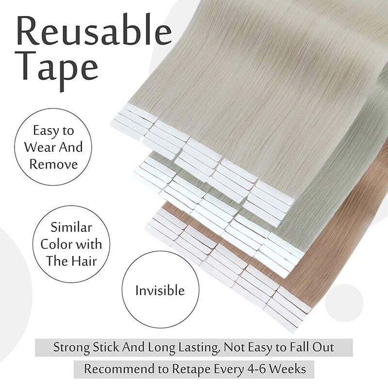 200g 80pcs Thick Skin Weft Tape In Remy Human Hair Extensions Full Head Blonde