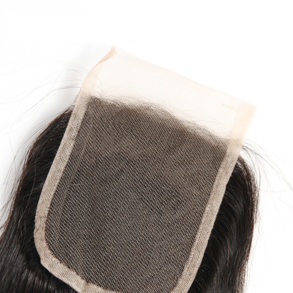 Flat Loose Wave Closure 4×4 Human hair Free Part Lace Closure Natural Black