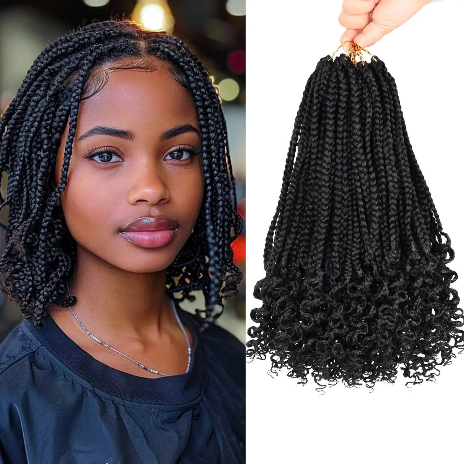 Pre Looped 3X Box Braids Crochet Hair Soft Curly Ends Extensions for Black Women