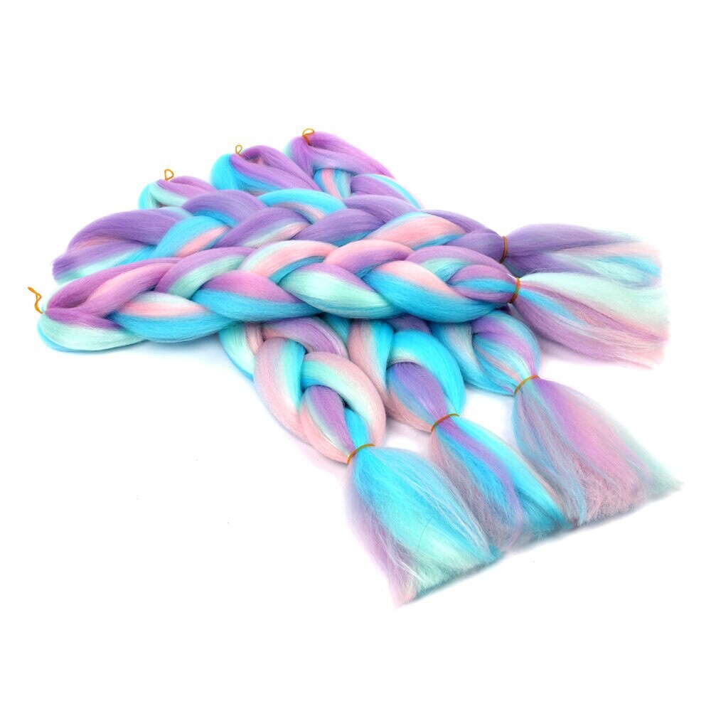 1 Pack 100g Braiding Hair Pink Purple Blue Color Synthetic Hair Extensions