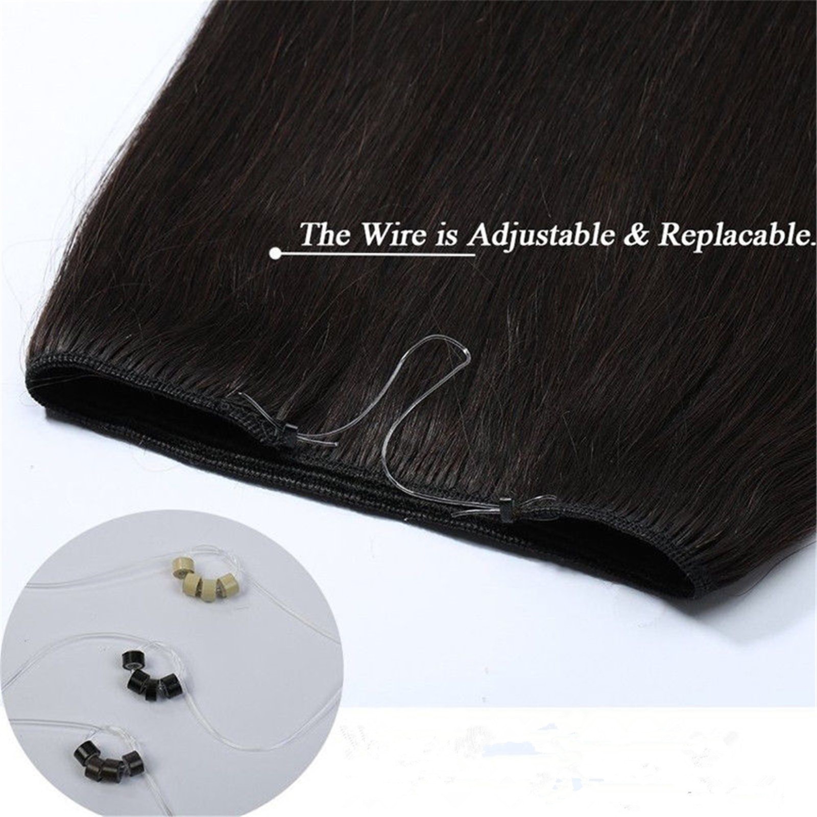 140g One Hairpiece CLEARANCE Invisible Wire Flip In Real Human Hair Extension #4