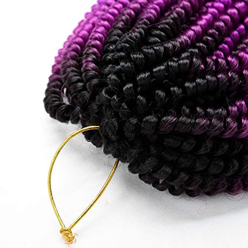 2 Pack Spring Twist Ombre Colors Bomb Twist Crochet T1B/Purple/Blue (2 packs)
