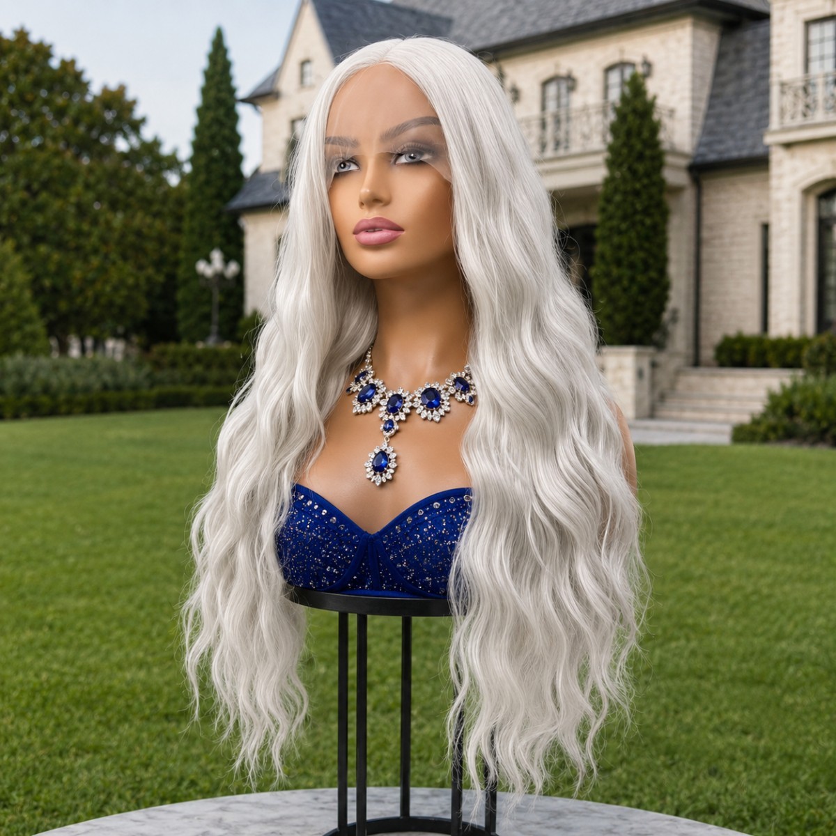 Lace Frontal Wigs Long Wavy Soft Bleach blonde Heat Resistant Synthetic Hair
