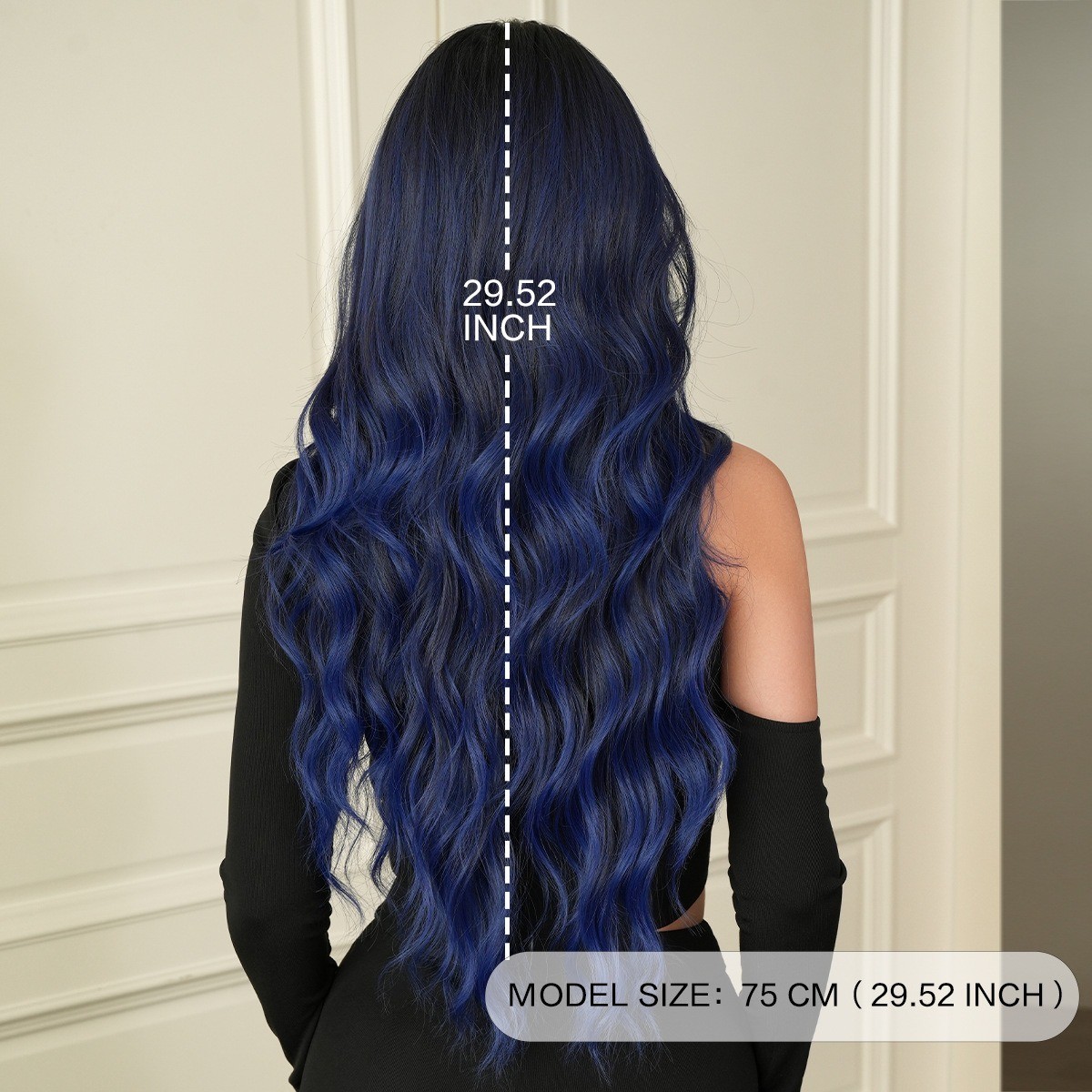 Blue wig with long curly hair wavy and fluffy full head cover with blue wig