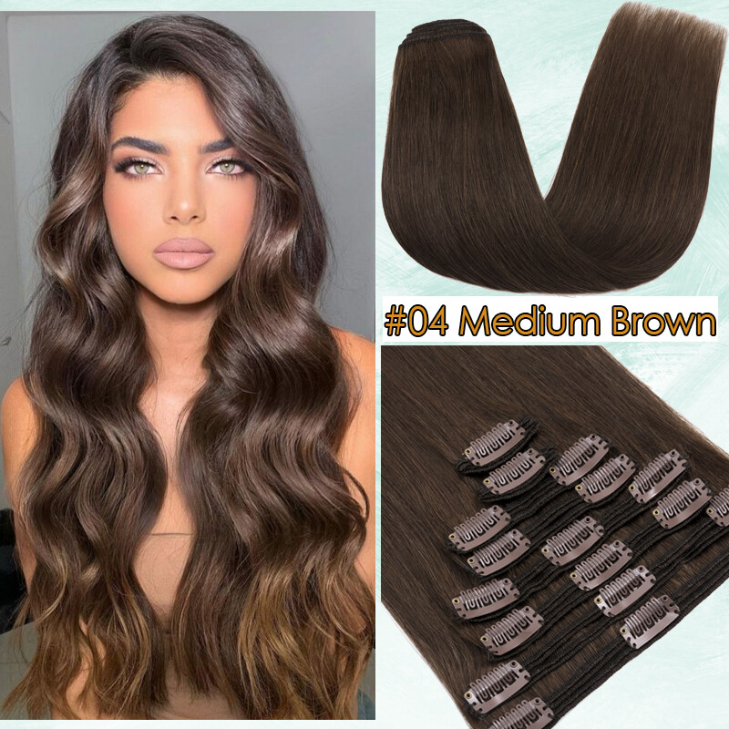 140G++ THICK Double Weft Clip In 100% Remy Human Hair Extensions Full Head Ombre