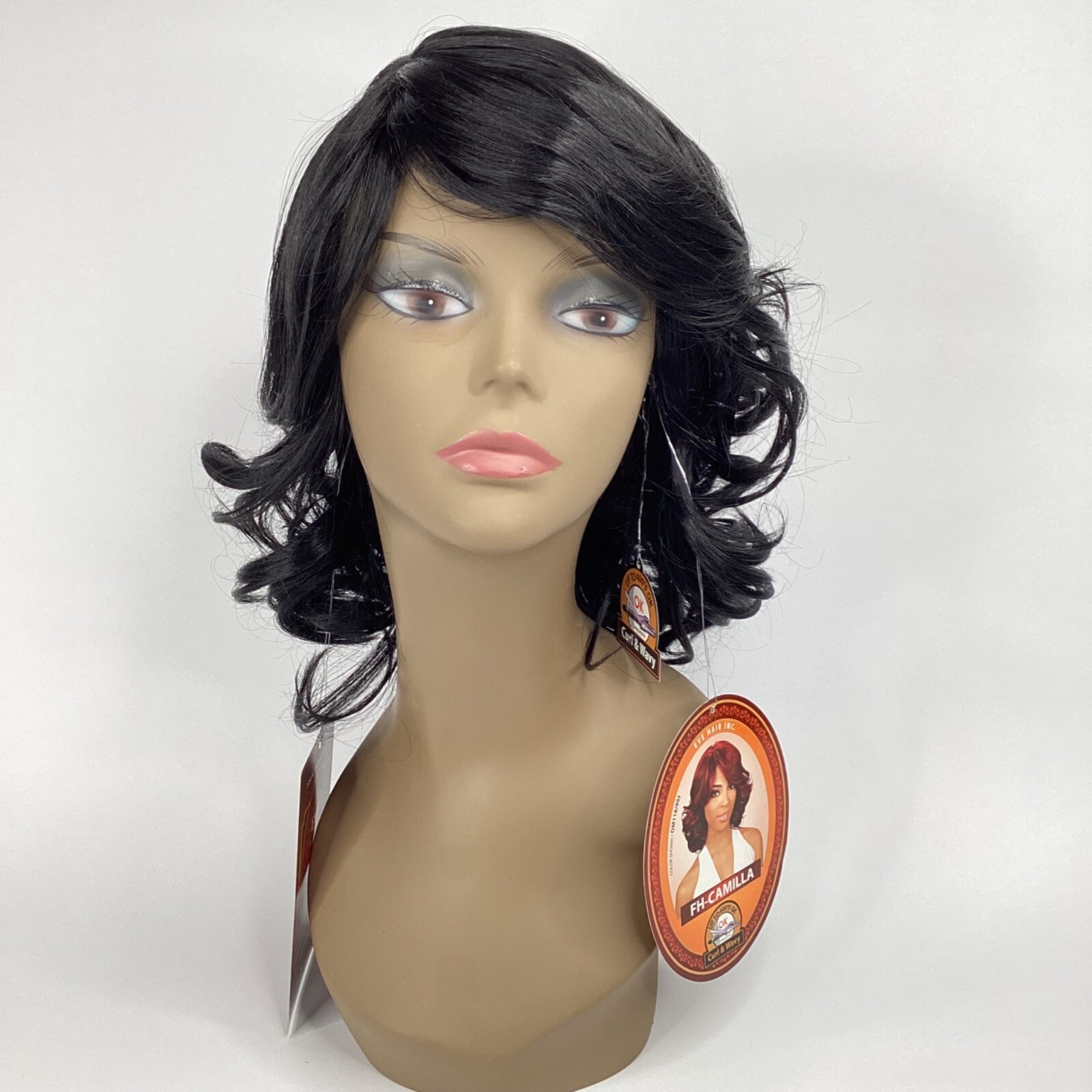 Camilla #1 Jet Black Feather Flip Wig Classic Cap Synthetic Adjustable