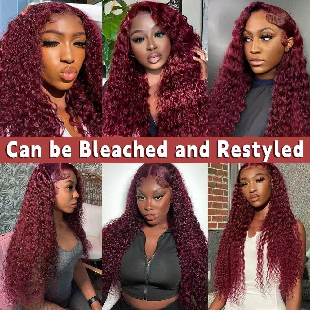 5×5 Jerry Curly Burgundy 99J Brazilian Virgin Wigs 200% Density Human Hair