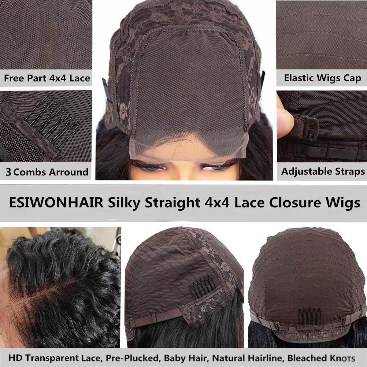 32 Inch Straight Lace Front Wig Human Hair 4×4 Lace Closure Wigs for Women
