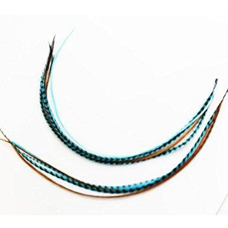 8-11 inch Indian Blue 100% Real Hair 5 Feather Extensions bonded at the tip