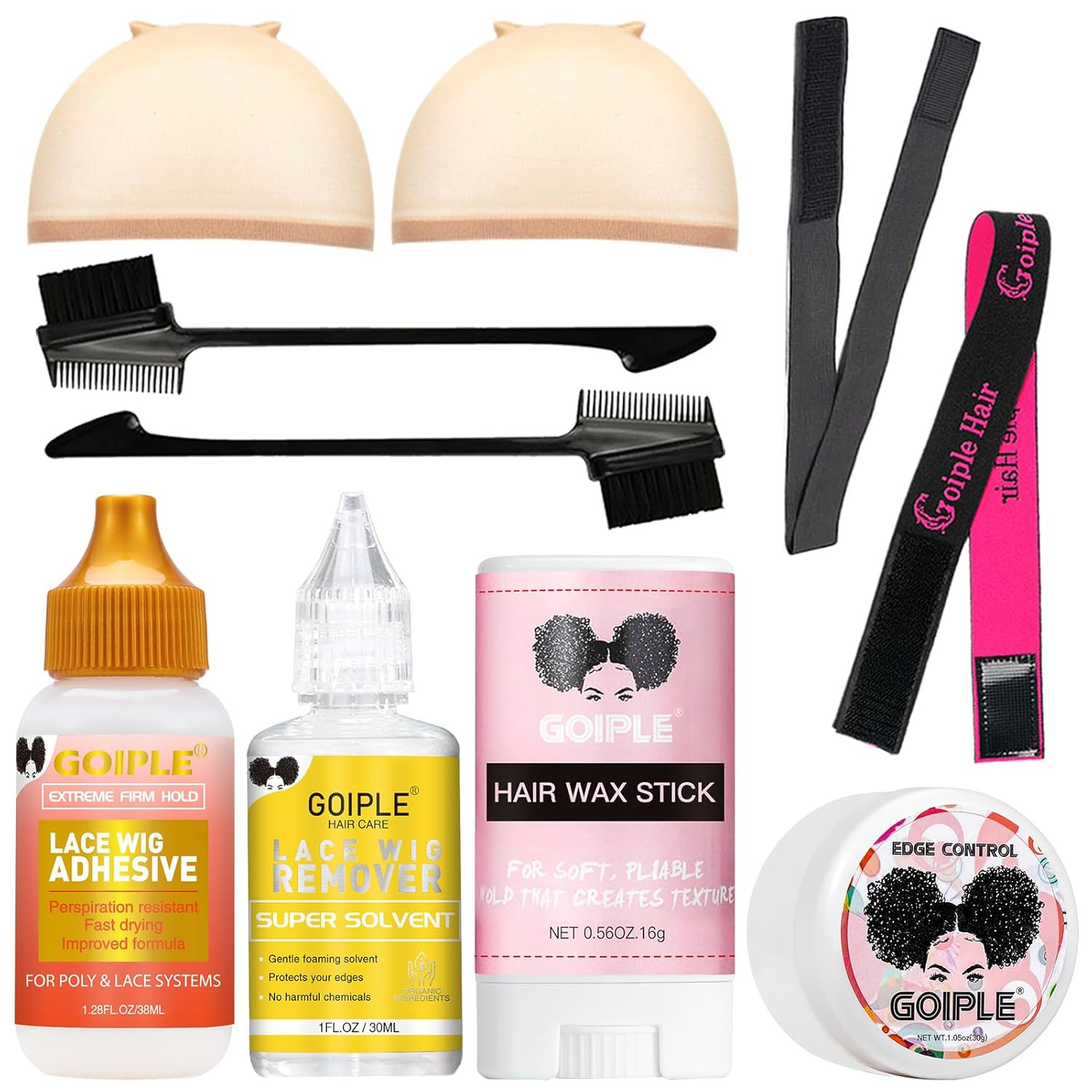 Lace Front Wig Glue Set – Waterproof with Tools, Hair Wax Stick, Remover, Edge C