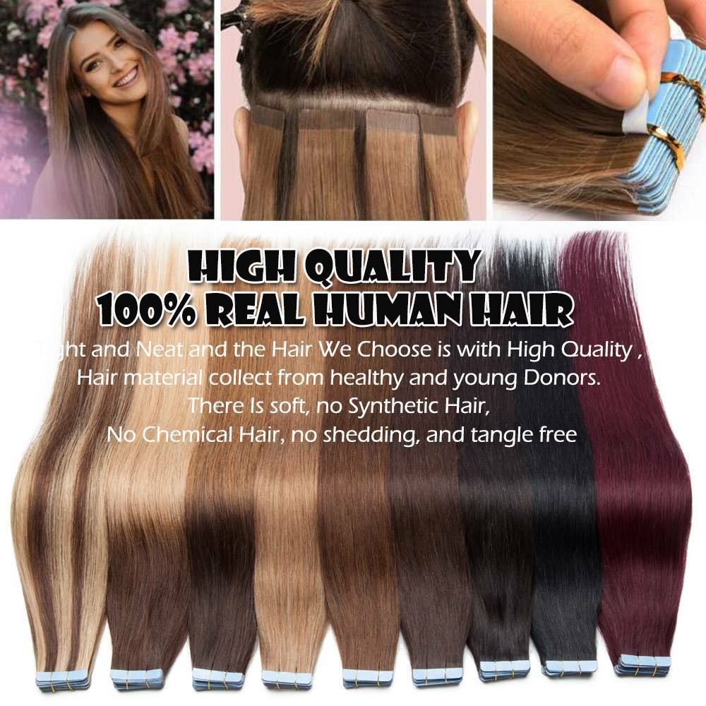 10-80pcs Skin Weft Tape in Double Side Invisible Seamless Human Hair Extensions