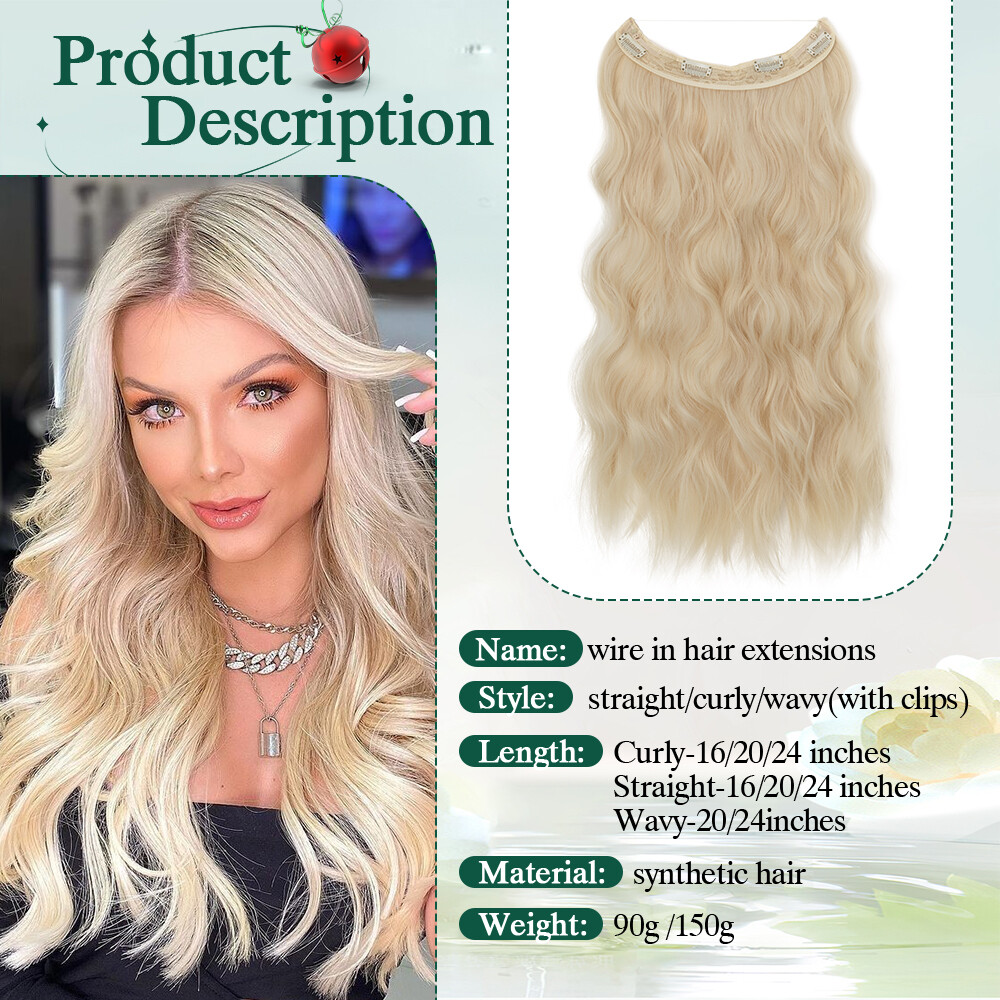 Real Natural as Human Invisible Wire in Hair Extensions Wavy One Piece Nano Ring