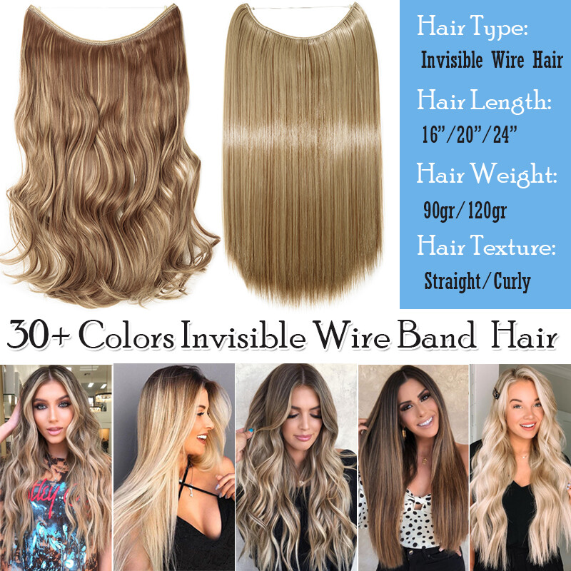 US Wire In Hair Extensions Elastic Band Secret Miracle Ring 100% Real Thick Hair