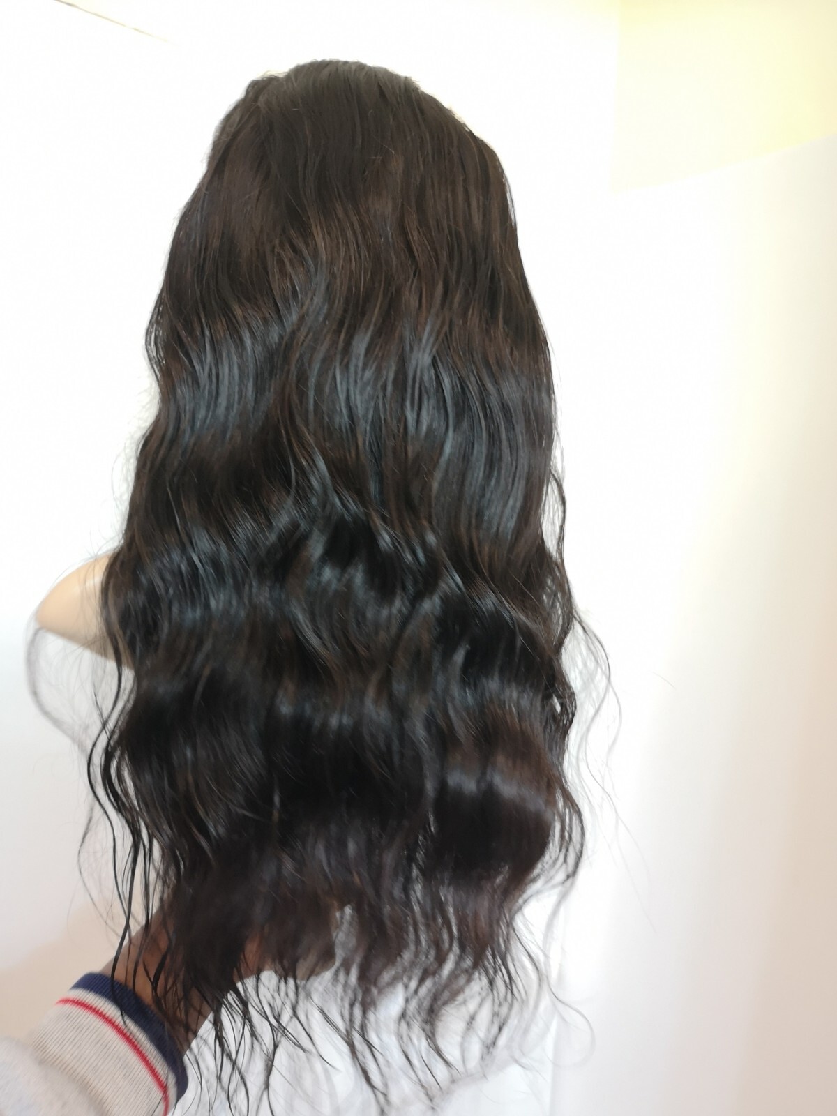 Custom High Quality Sexy 22”Human Hair 4×4 Swiss Front Lace Wig 1B