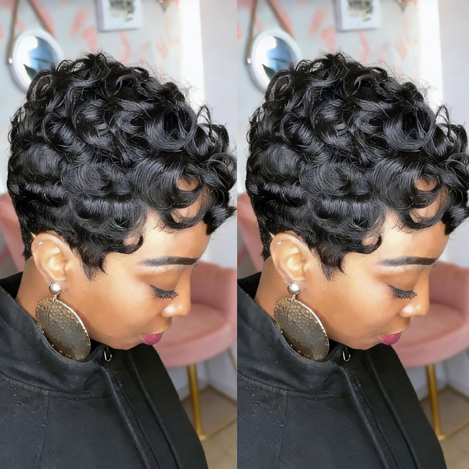 Black Pixie Cut Wig with Bangs for Women – Soft, Natural, and Glueless