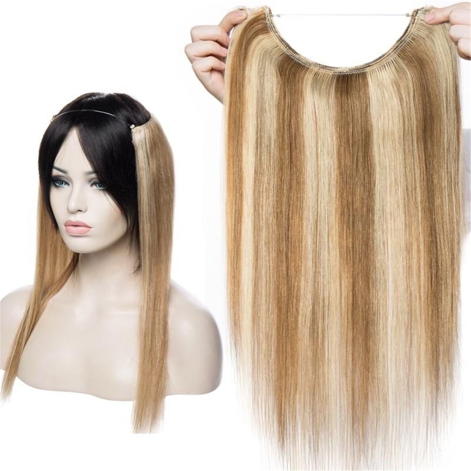 140g One Hairpiece CLEARANCE Invisible Wire Flip In Real Human Hair Extension #4