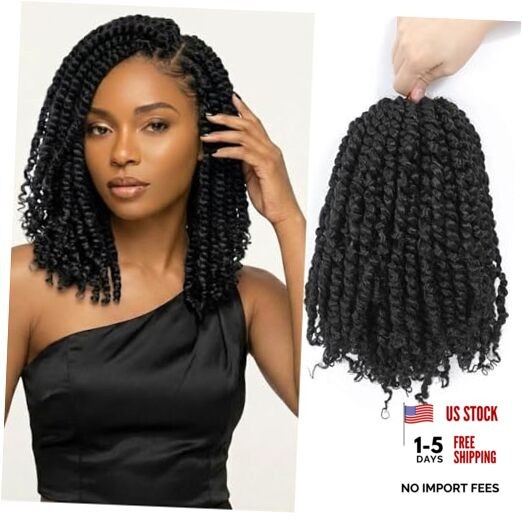 10 Inch 8 Packs Pre-twisted Passion Twist Crochet Hair 10 Inch (Pack of 8) 1B