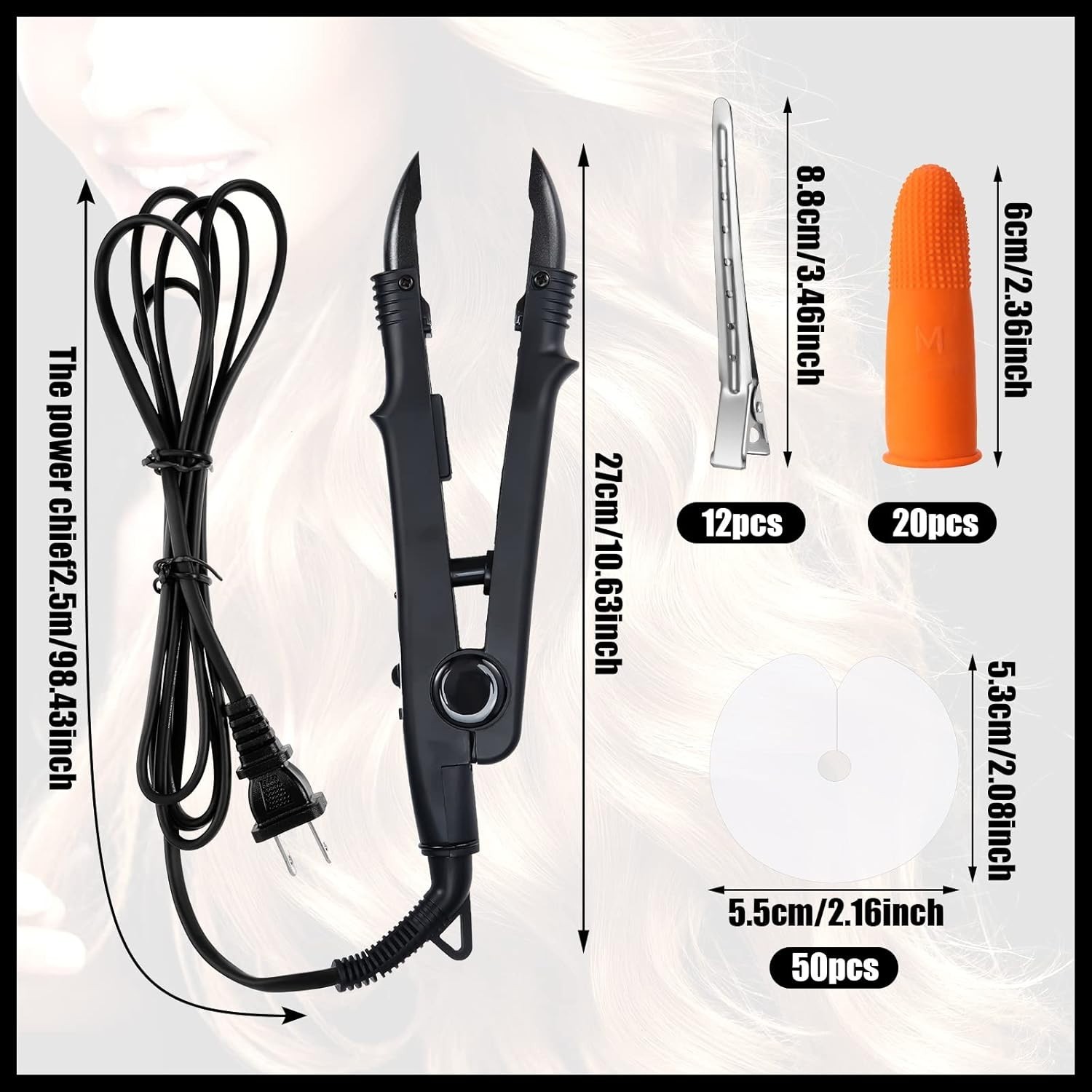 Keratin Hair Extension Kit with Heat Iron & Glue for Stunning Volume – Black