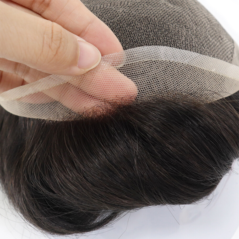 Toupee for Men Human Hair System Full French Lace Black Hair Replacement 8X10