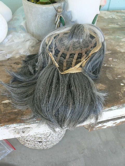SALT AND PEPPER GRAY WOMANS WIG USED