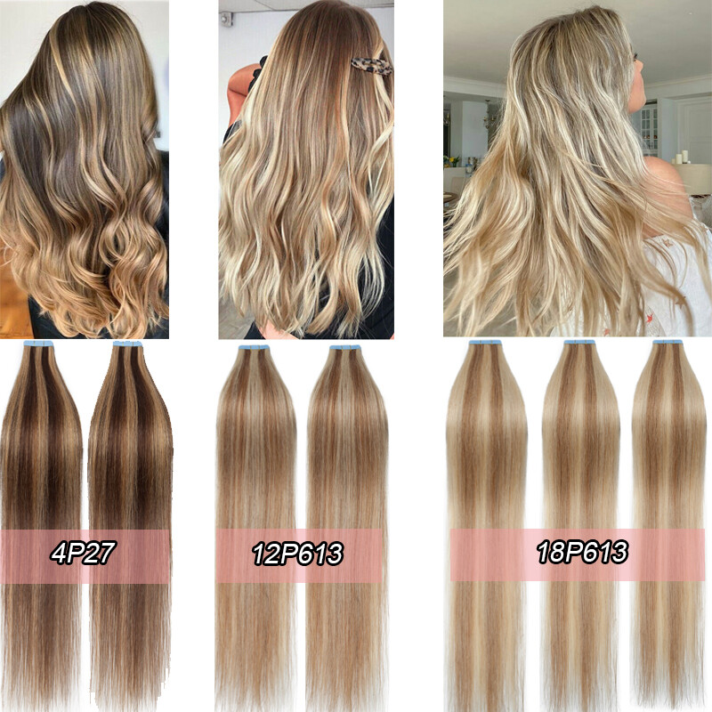 Russian Skin Weft Tape in 100% Remy Real Human Hair Extensions Full Head 200g 8A