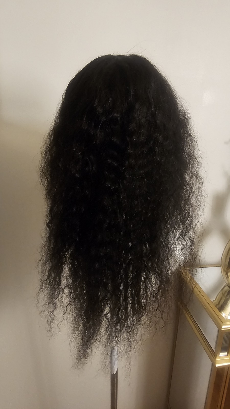 High-Quality Regular Top 24″ natural black 150% Virgin Human Hair Lace Wig
