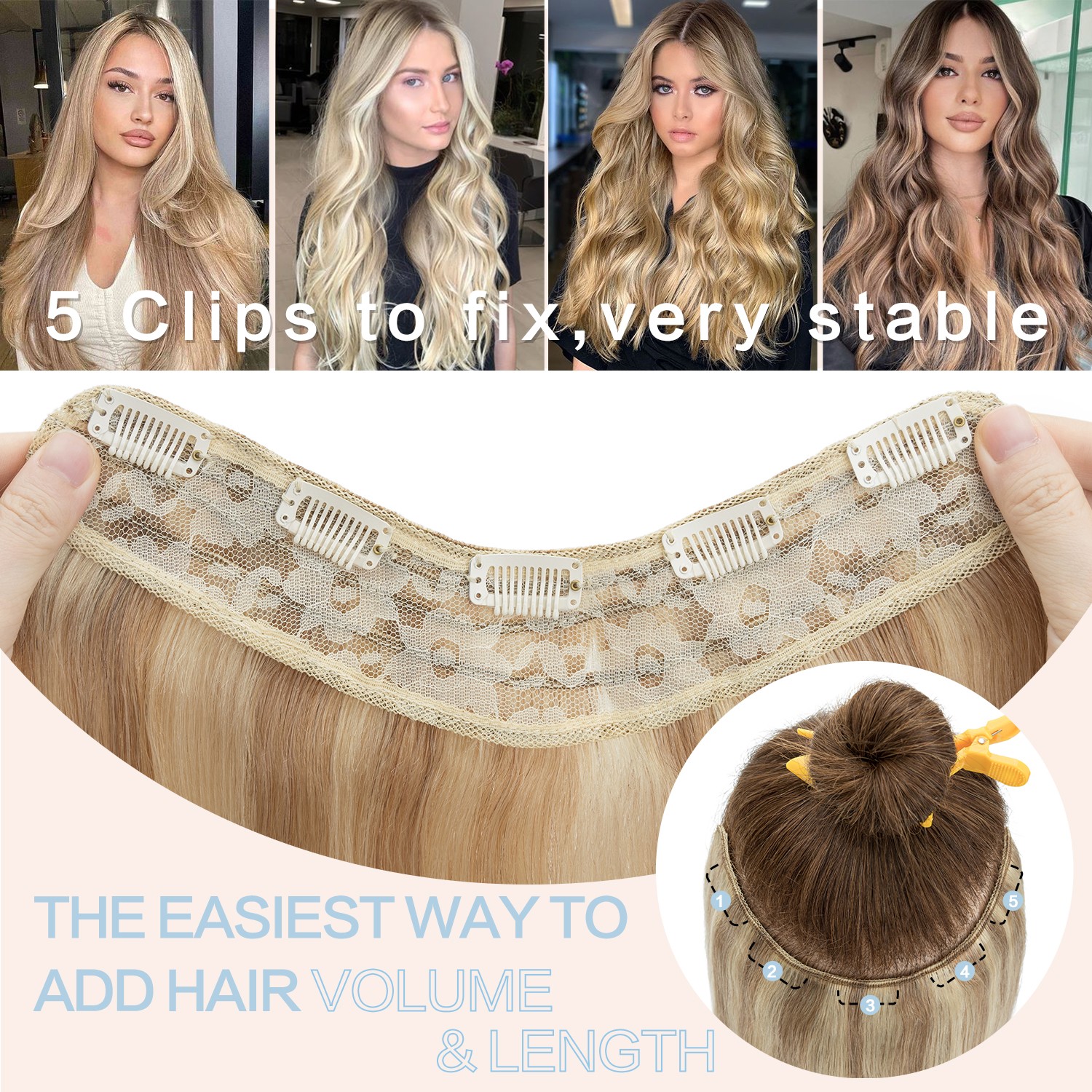 CLEARANCE One Piece Clip in 100% Remy Human Hair Extensions Highlight Blonde 20″