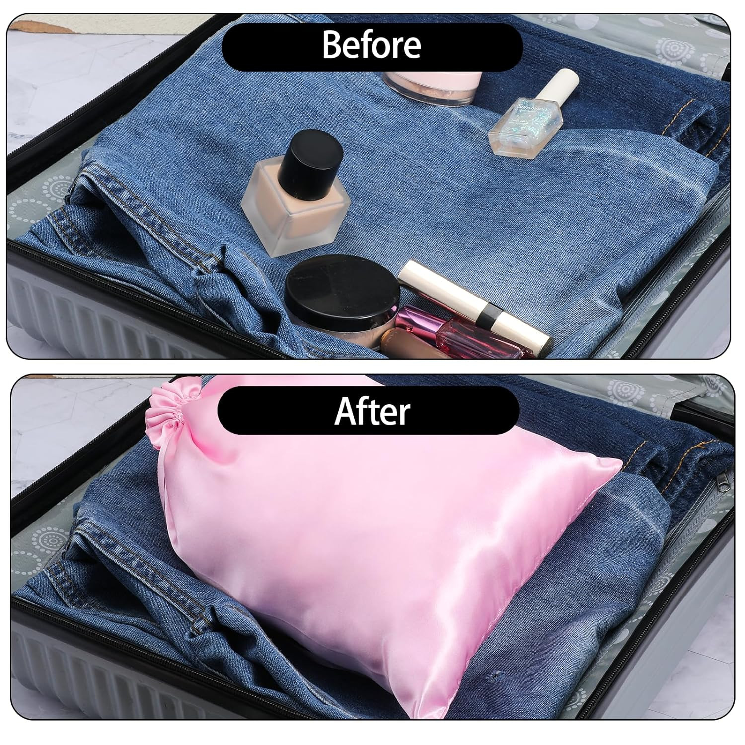 6Pcs Wig Storage Bags with Satin Drawstring Silk Bag for Packaging Wigs