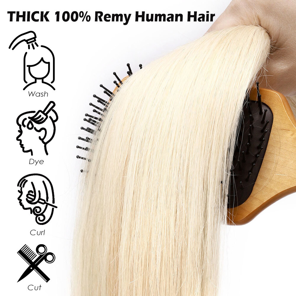 170G THICK Clip In Double Weft 100% Real Human Remy Hair Extensions Full Head