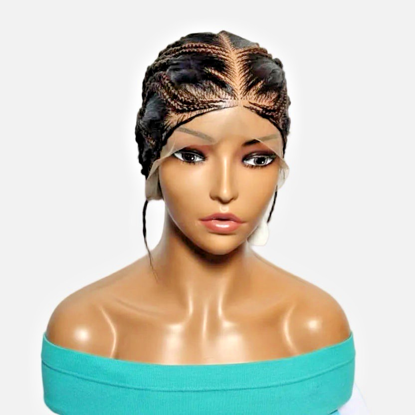 Bun Braided Wig. Natural Brush Cornrow Braids. Full Lace with Baby Hair.