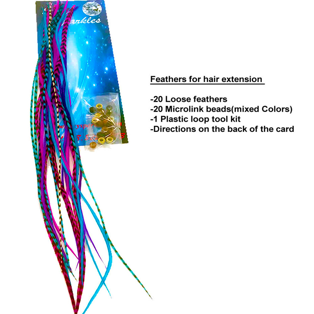 Feather Hair Extensions, 100% Real Rooster Feathers, Long Pink, Purple, Blue