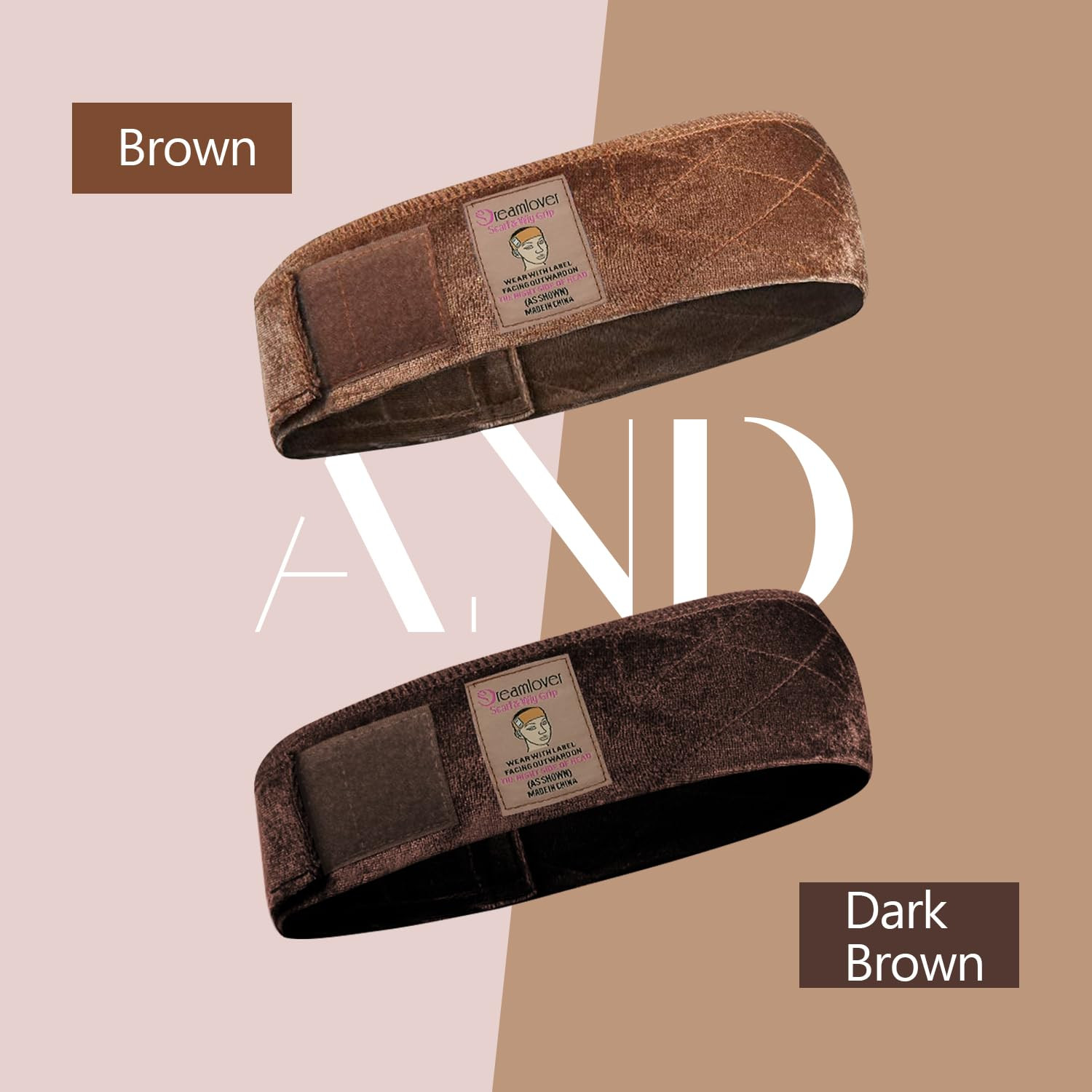Wig Grip Band, Velvet Wig Grip, Brown, 2 Pieces