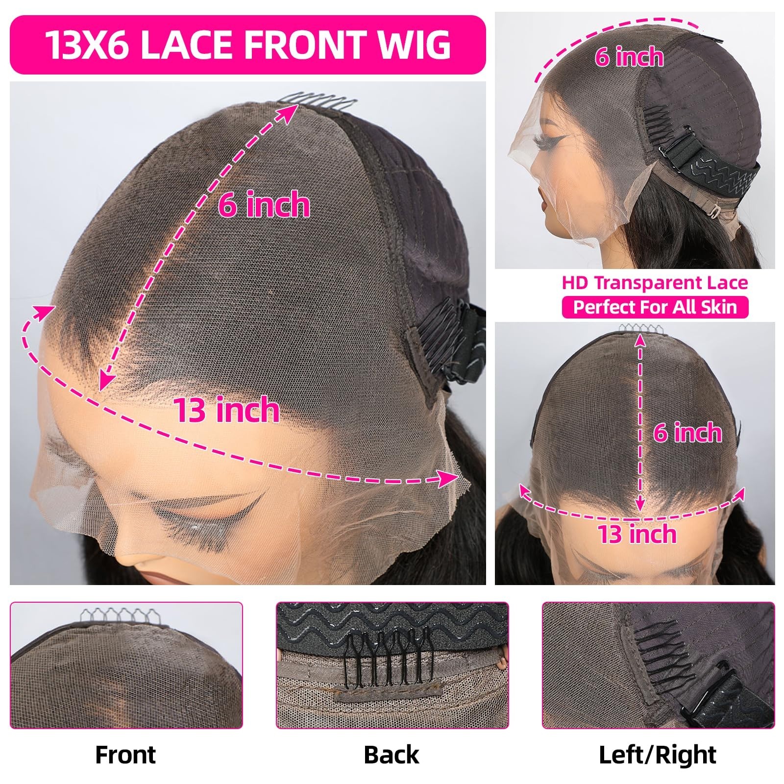 13×6 Body Wave Lace Front Wig – 180 Density HD Transparent Lace, Pre Plucked, 34