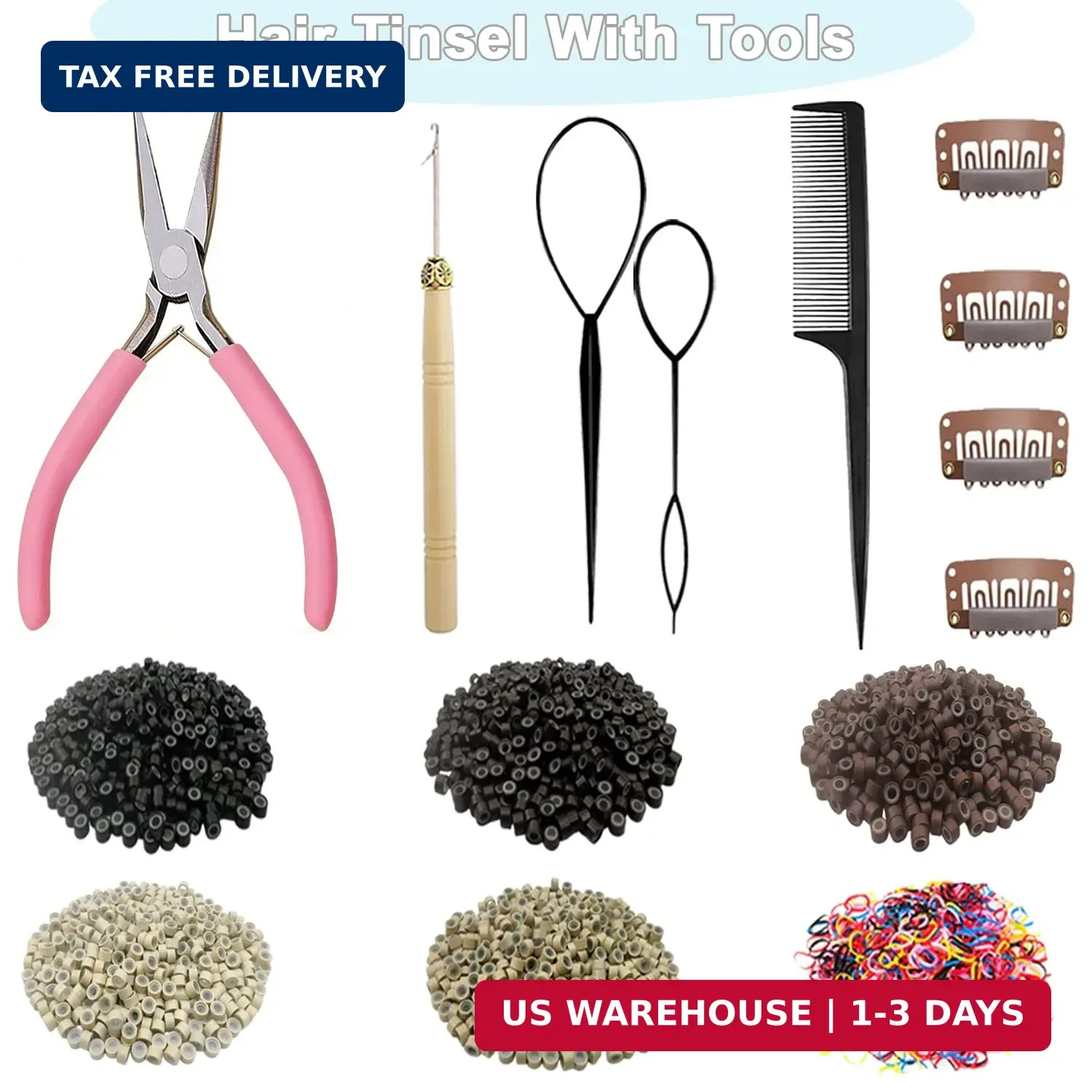 Hair Tinsel, 24 Colors 9800 Strands Hair Tinsel Kit with Tools, Heat Resistant T
