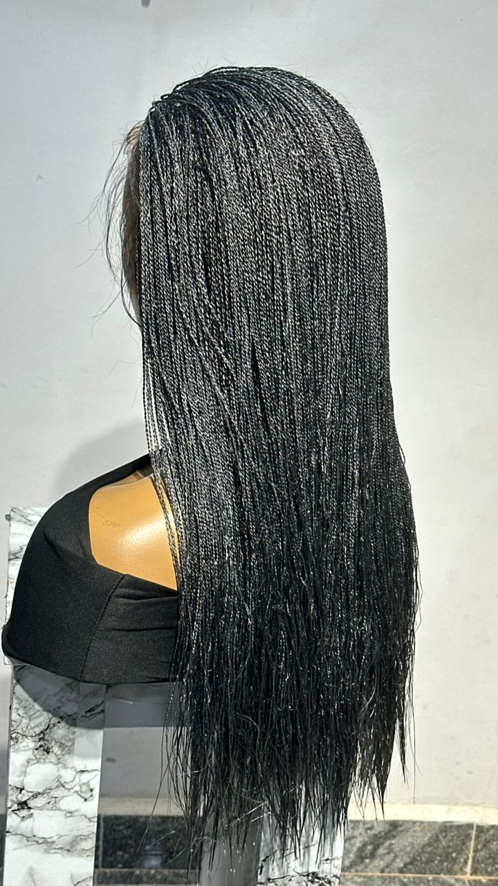 Full Lace Micro Twist Salt And Pepper 22 Inches With Baby Hair