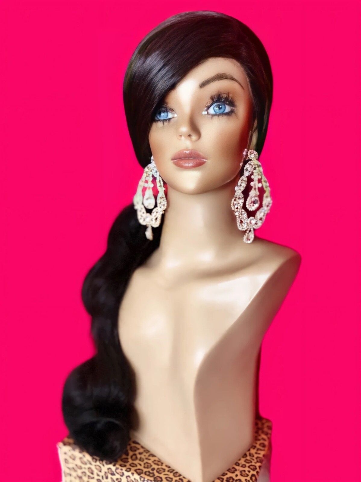 KIM KARDASHIAN Long Side PONYTAIL Wig! Lace Front Costume Drag Blonde ALL COLORS