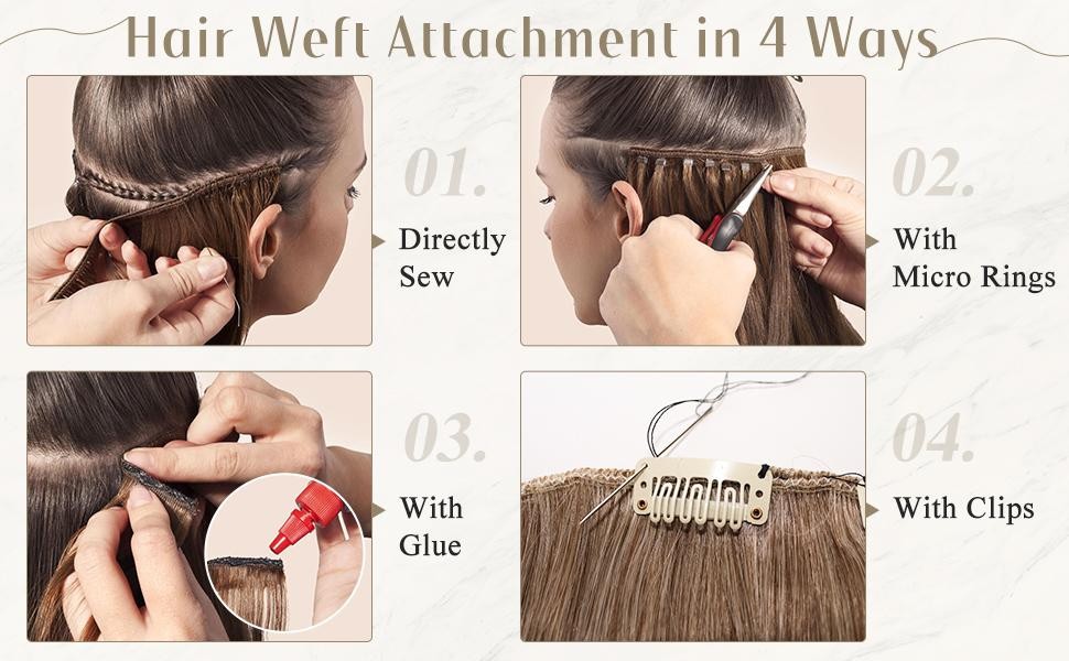 Sew In Premium Human Hair Extensions Bundles Thick Real Remy Weaves Double Weft