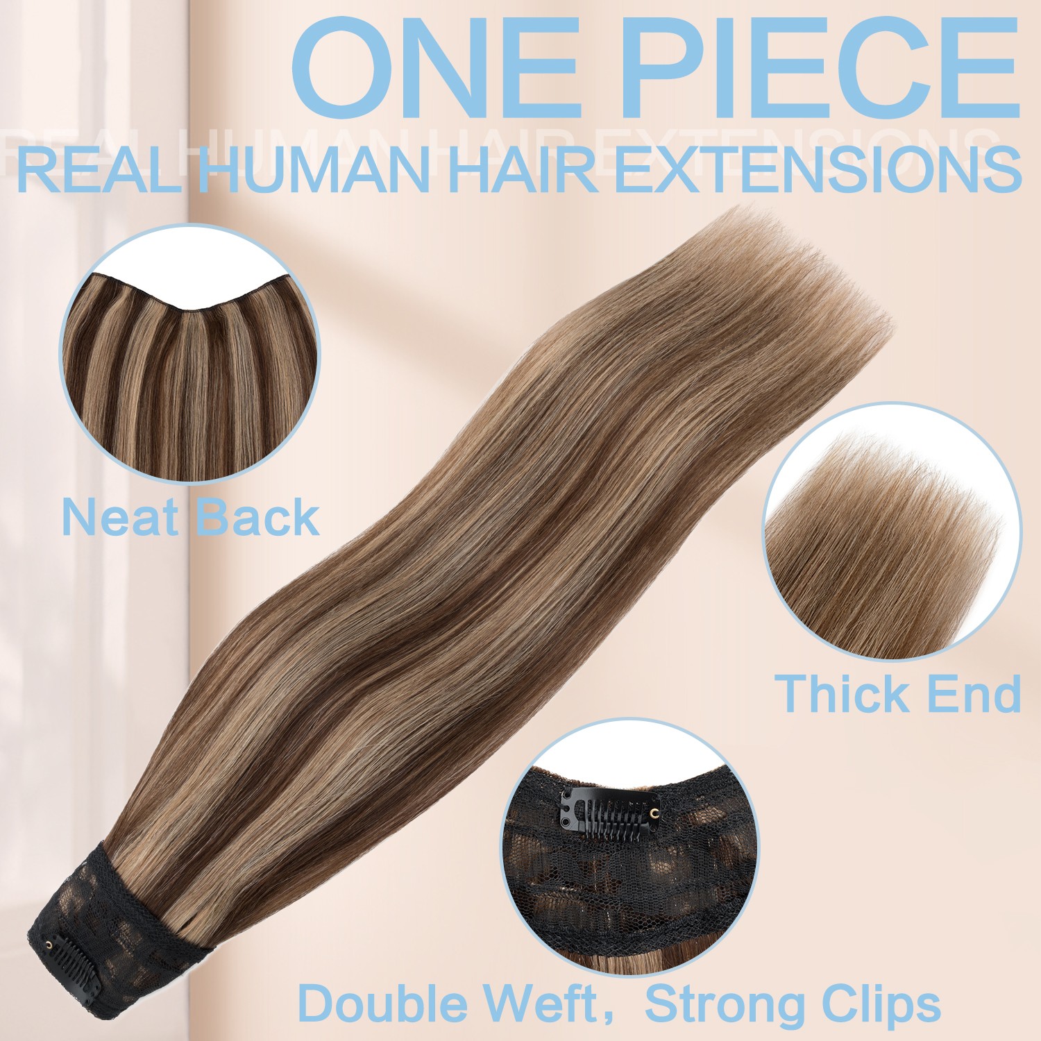 CLEARANCE One Piece Clip in 100% Remy Human Hair Extensions Highlight Blonde 20″